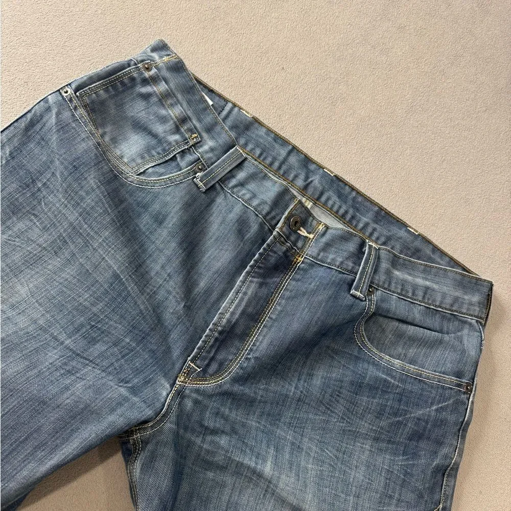 Levi’s 514 38X 32 Slim Straight Men’s Jeans Unique Pocket & Multi Color Stitch
